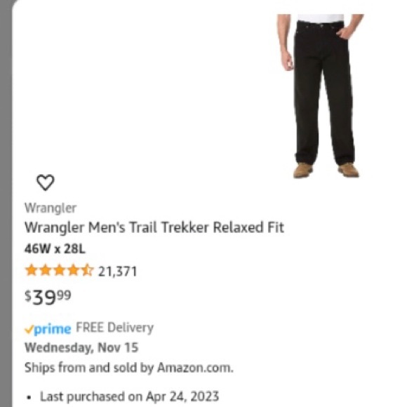 Wrangler Jeans Relaxed Fit Size 46x30 Excellent Pre-owned Condition Like New - Picture 7 of 7